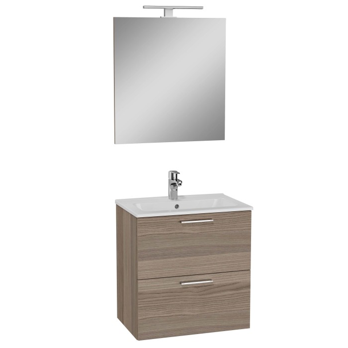 t.b.t. Mobile bagno con specchio e base effetto legno per il bagno.