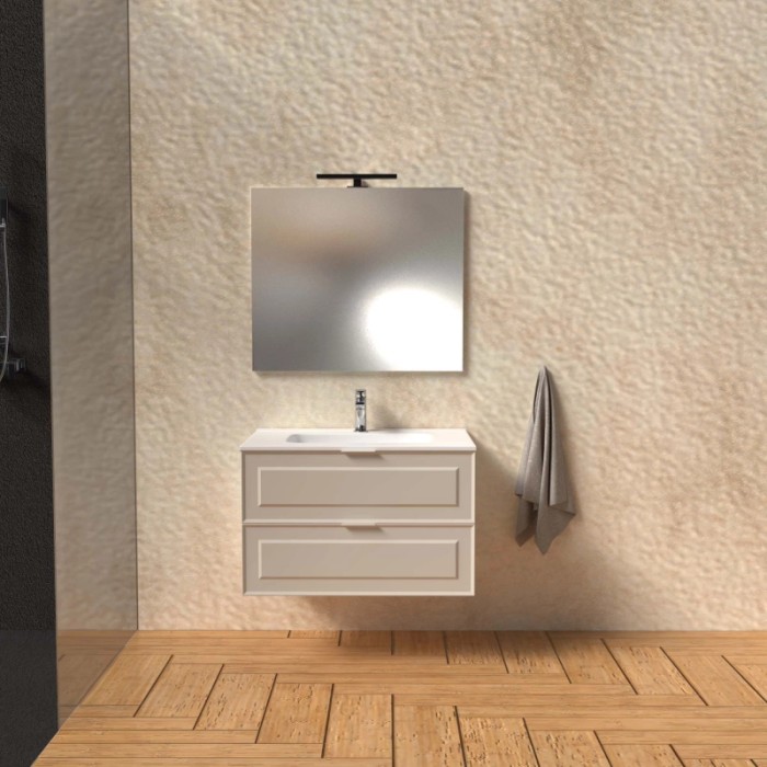 Mobile bagno base lavabo sospesa bugnata H51xL81xP46 cm Sabbia Opale