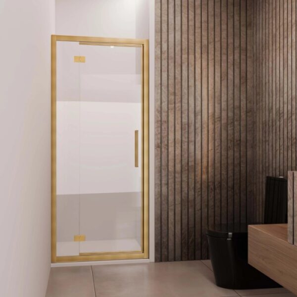 Porta battente con fisso reversibile doccia Lux 117/123 cm oro spazzolato