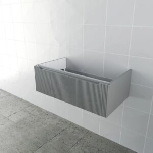 Mobile bagno t.b.t. grigio con frontale a coste in bagno.