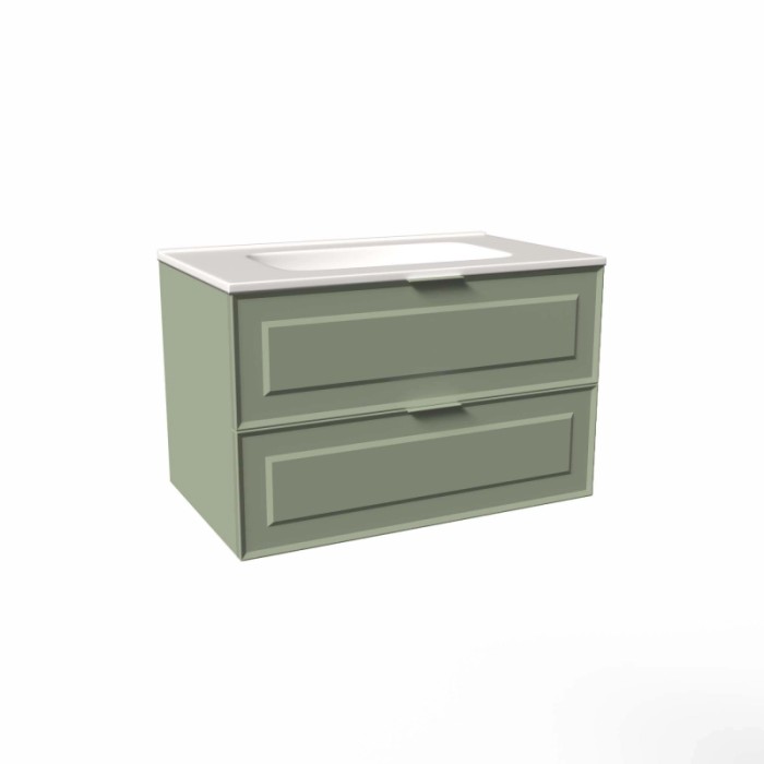 Mobile bagno base lavabo sospesa bugnata H51xL101xP46 cm Salvia Opale