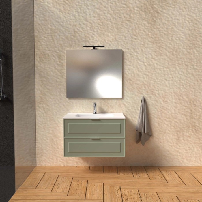 Mobile bagno base lavabo sospesa bugnata H51xL101xP46 cm Salvia Opale