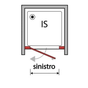 Disegno tecnico di una porta doccia t.b.t. con apertura a sinistra.