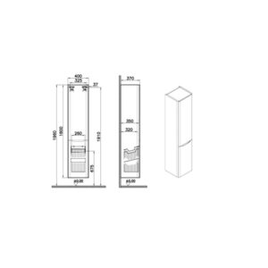 Mobile bagno colonna sospesa con portabiancheria Integra Round 40x180 cm bianco