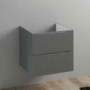 Mobile bagno sospeso grigio con due cassetti.