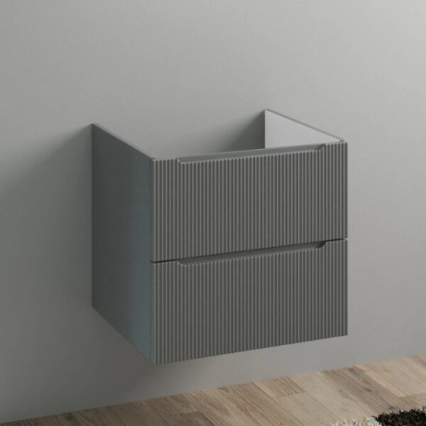 Mobile bagno sospeso grigio con due cassetti.
