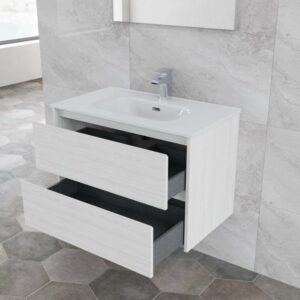 Mobile bagno base lavabo sospesa Ness 81 2/C creme 81x46 cm