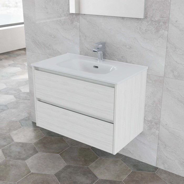 Mobile bagno base lavabo sospesa Ness 81 2/C creme 81x46 cm
