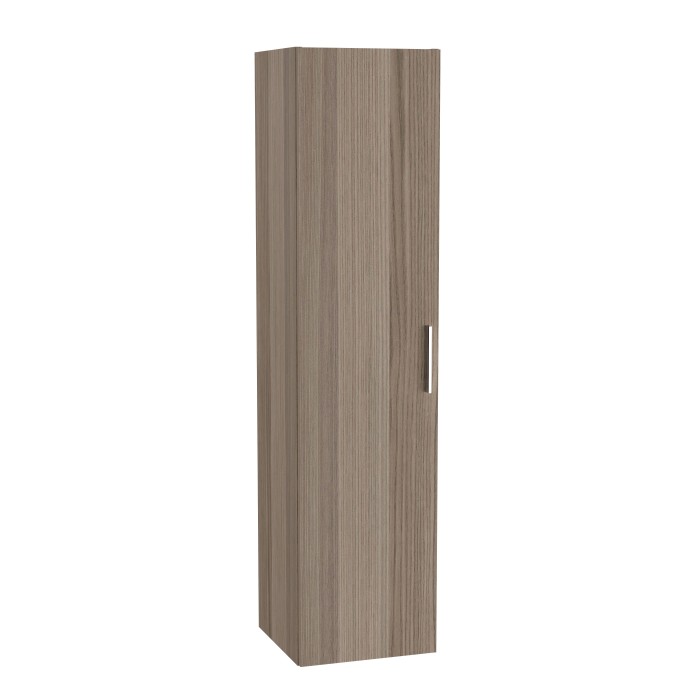 Mobile bagno alto effetto legno con anta e maniglia.