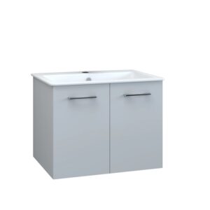 Mobile bagno grigio con lavabo per arredamento bagno.