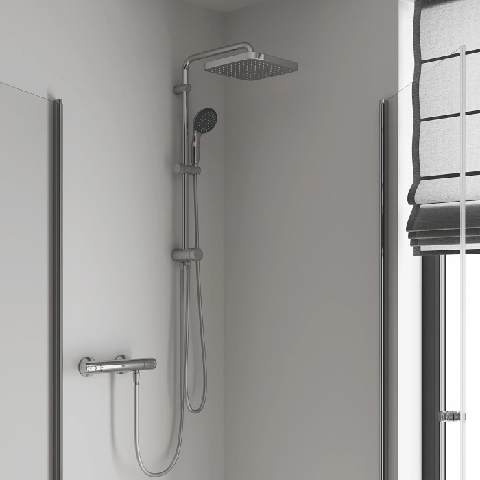 Grohe QuickFix Vitalio Start 250 Cube set doccia con soffione e doccetta, montaggio a parete.
