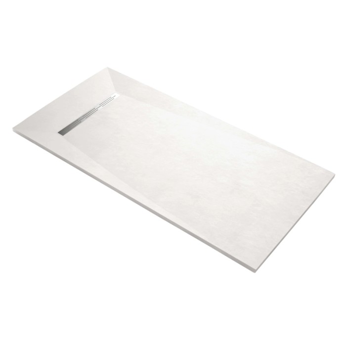 Piatto doccia rettangolare bianco t.b.t. con scarico integrato.