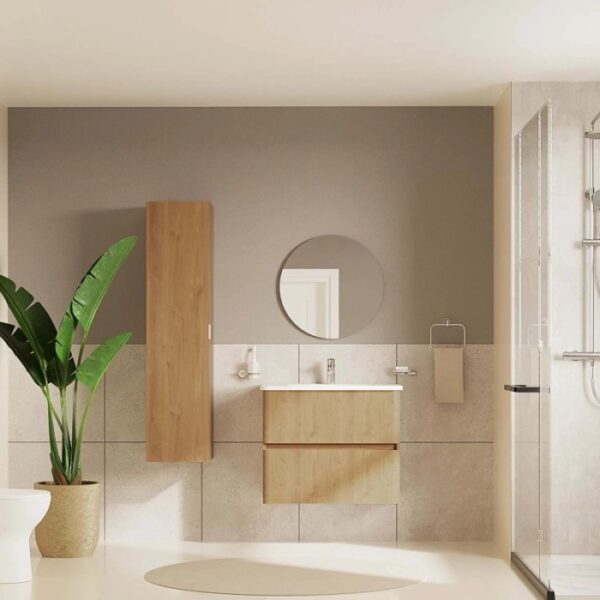 Mobile bagno colonna sospesa Mia Plus Round 35x145 cm golden oak