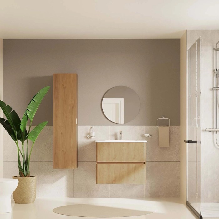Mobile bagno colonna sospesa Mia Plus Round 35x145 cm golden oak