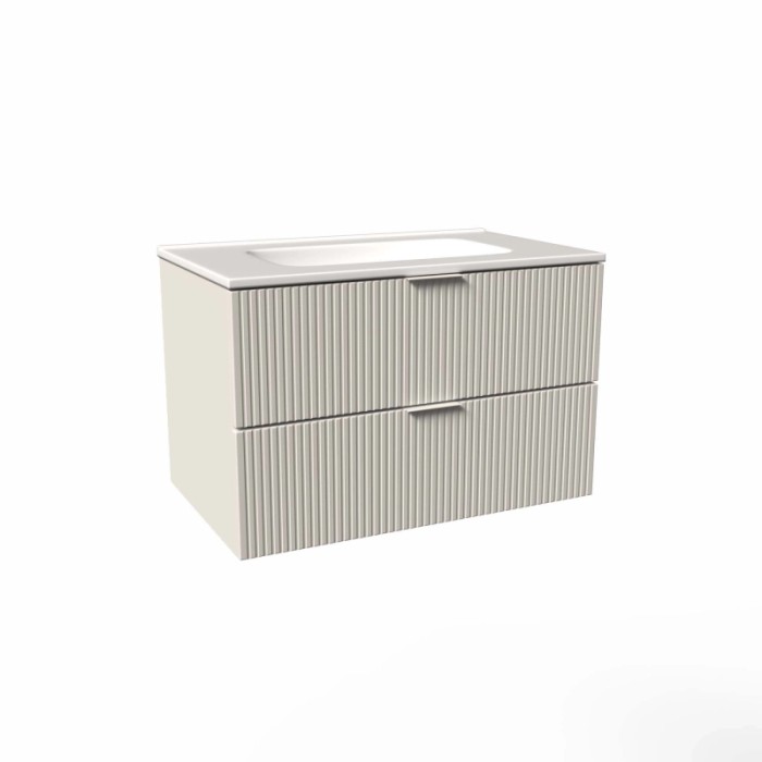 Mobile bagno base lavabo sospesa cannettata H51xL81xP46 cm Sabbia Opale