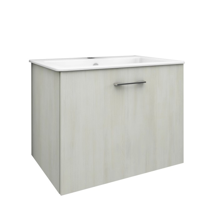 t.b.t. Mobile bagno sospeso con lavabo bianco.