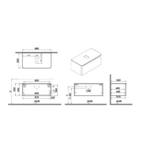 Mobile bagno base lavabo sospeso 1 cassetto Integra Round 100 cm golden oak