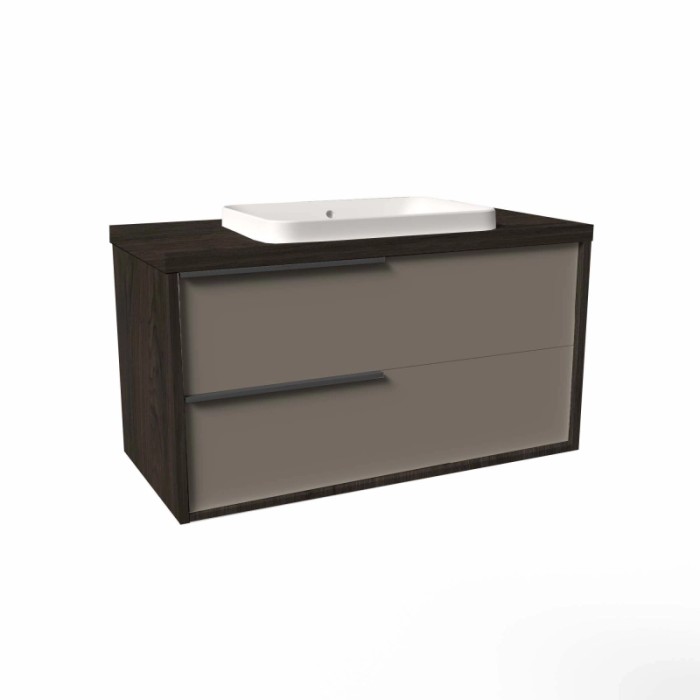 Mobile bagno base lavabo sospesa Kora H65xL101xP46 cm Olmo Caffè Tortora