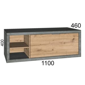 t.b.t. Mobile bagno con cassetto e vano a giorno, effetto cemento/legno, 110x40x46cm.