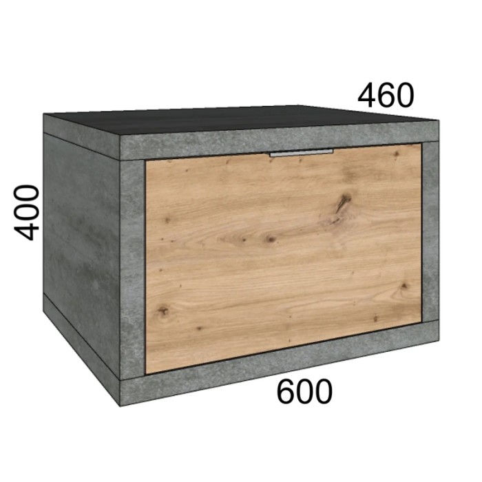t.b.t. Mobile bagno con frontale in legno e aspetto cemento. Arredo bagno.