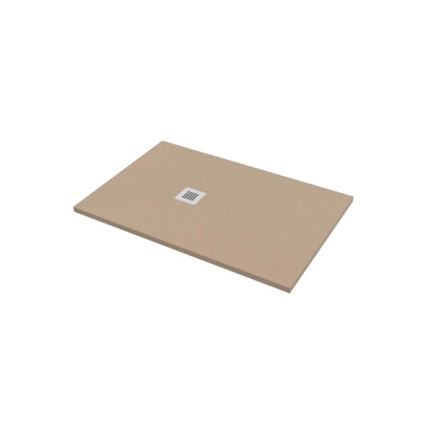 Piatto doccia rettangolare beige di t.b.t. con scarico centrale.
