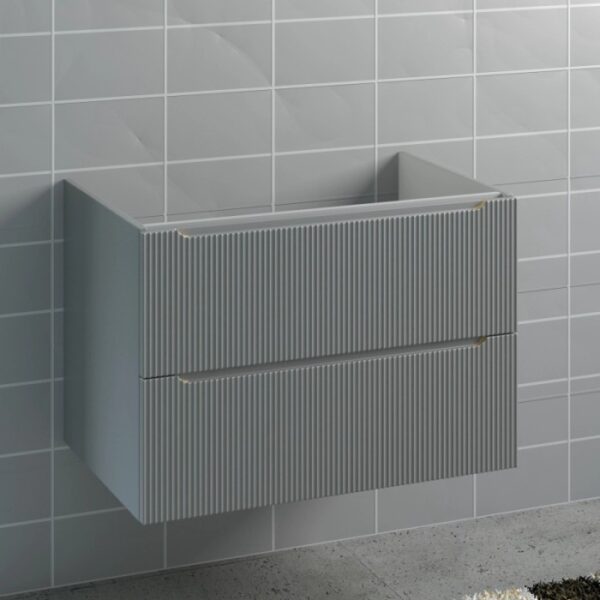 Mobile bagno sospeso grigio con due cassetti per arredo bagno.