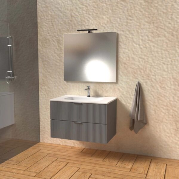 Mobile bagno base lavabo sospesa cannettata H51xL101xP46 cm Grigio Opale