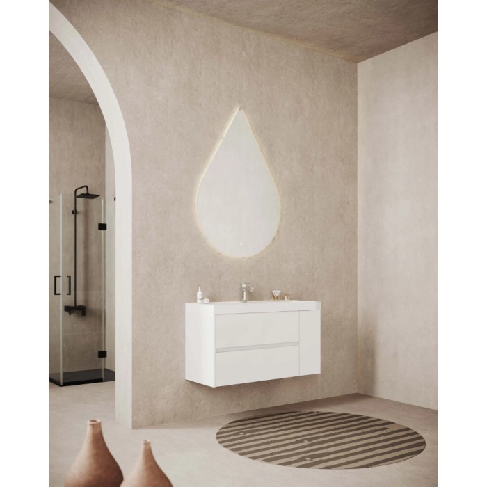 Mobile bagno base lavabo sospeso Savini 100 cm bianco