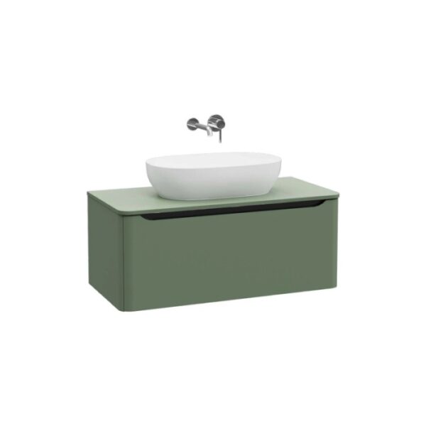 Mobile bagno base lavabo sospeso 1 cassetto Integra Round 100 cm matt green