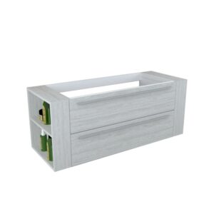 Mobile bagno t.b.t. effetto legno con due cassetti e ripiano laterale.