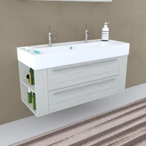 t.b.t. Mobile bagno con due cassetti e vani a giorno.