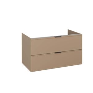t.b.t. Mobile bagno beige con due cassetti per il bagno.