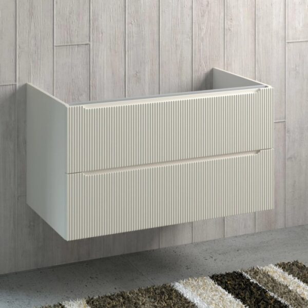 t.b.t. mobile bagno sospeso bianco con due cassetti.