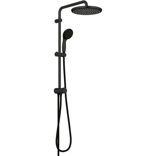 Sistema doccia Grohe QuickFix Vitalio Start 250 Flex nero opaco con soffione e doccetta.