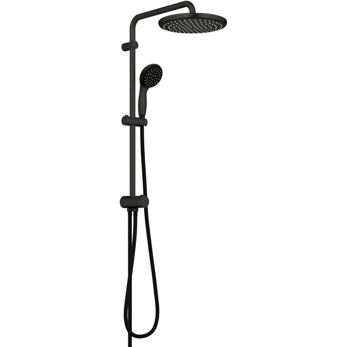 Sistema doccia Grohe QuickFix Vitalio Start 250 Flex nero opaco con soffione e doccetta.