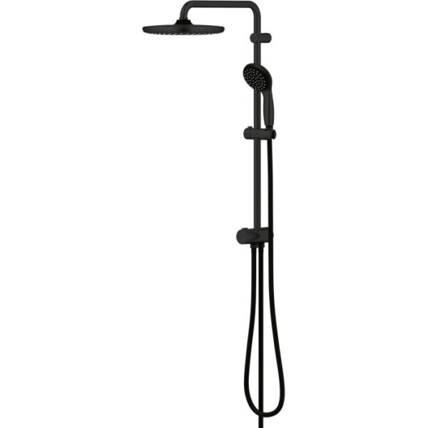 Sistema doccia Grohe QuickFix Vitalio Start 250 Flex nero opaco con soffione e doccetta.