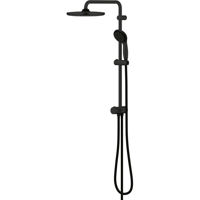 Sistema doccia Grohe QuickFix Vitalio Start 250 Flex nero opaco con soffione e doccetta.