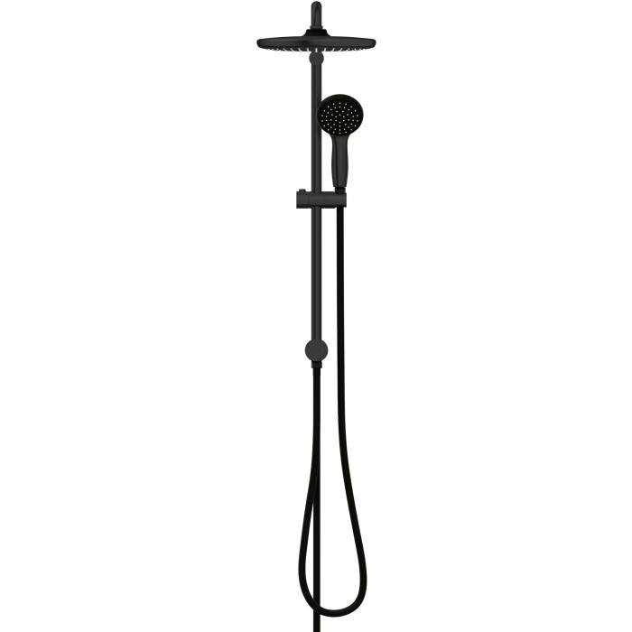 Sistema doccia nero Grohe QuickFix Vitalio Start 250 Flex con soffione e doccetta.