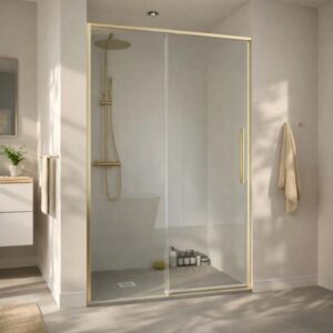 Porta doccia scorrevole Slim 108-110x200 cm oro spazzolato