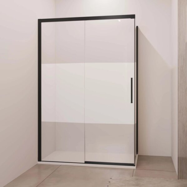 Porta scorrevole dx doccia Lux con fisso 117/120 cm nero opaco