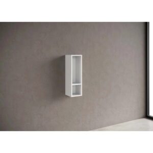 Mobile bagno sospeso t.b.t. bianco con due scomparti su parete grigia.