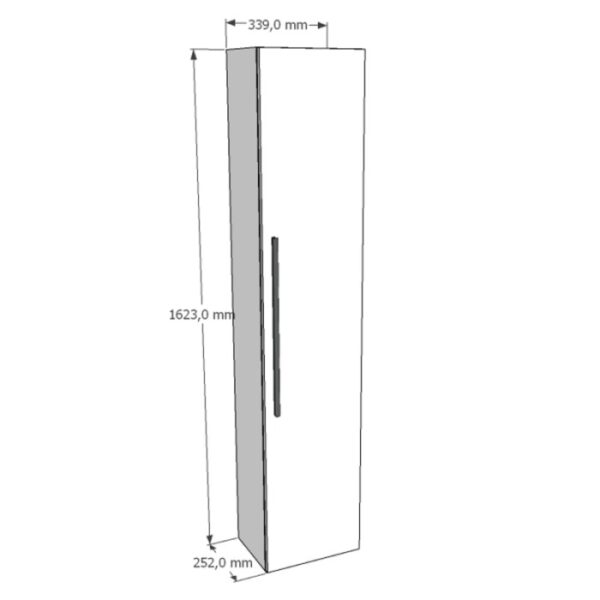 Mobile bagno t.b.t. colonna sospesa con dimensioni 1623x339x252mm.