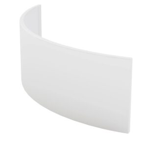 Pannello vasca da bagno bianco curvo.