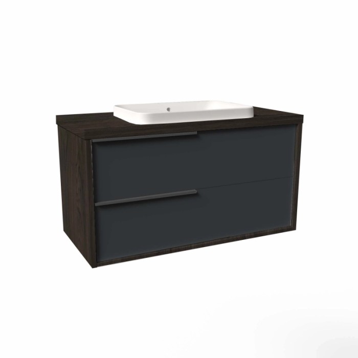 Mobile bagno base lavabo sospeso Kora 81x65x46 cm olmo caffè grafite opaco