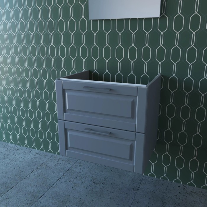 Mobile bagno grigio con due cassetti per arredare il bagno.