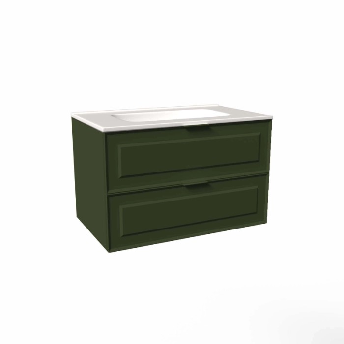 Mobile bagno base lavabo sospesa bugnata H51xL81xP46 cm Verde Opale