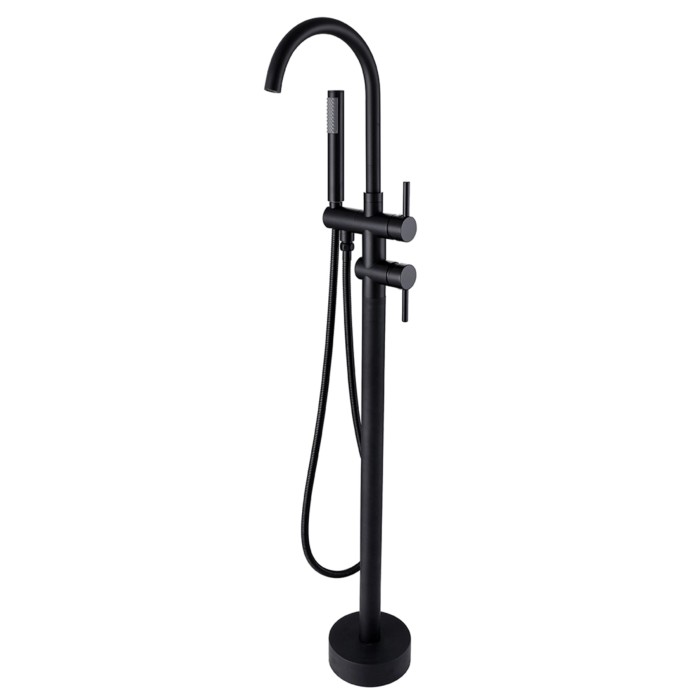 Miscelatore per vasca da bagno nero freestanding con doccetta.