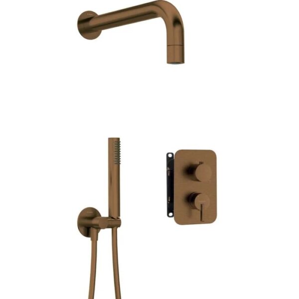 Set doccia incasso Idrostile Limonar con soffione 42 mm bronzo spazzolato