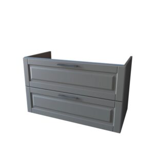 Mobile bagno sospeso grigio con due cassetti.