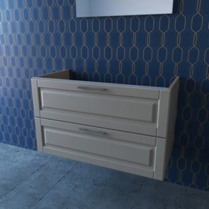 t.b.t. Mobile bagno beige con due cassetti.